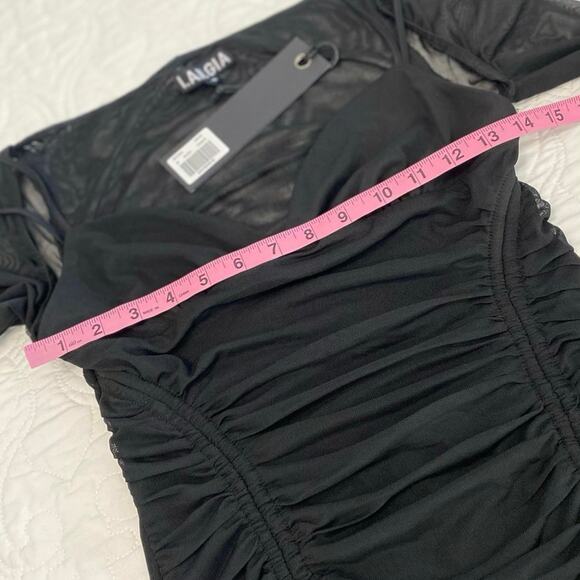 I Am Gia Mesh Mini Ruched Adjustable Dress Women Medium Goth Witchy Dark Romance - Picture 9 of 11